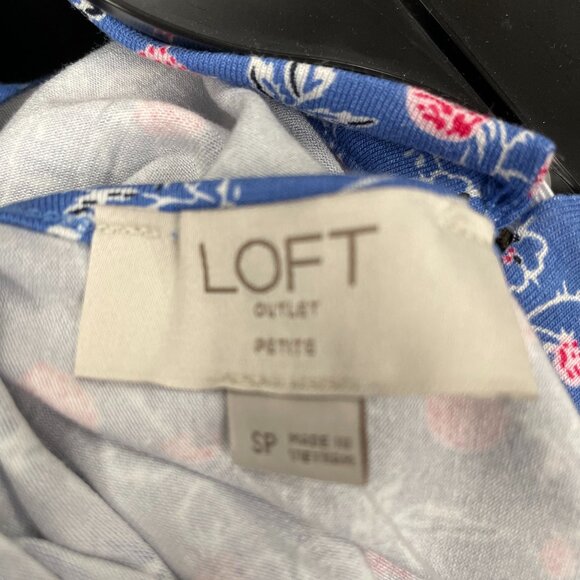 New Loft Blue Print Dress Size Small Petite - Picture 3 of 5